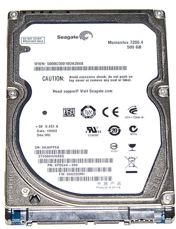 Hard Drive Festplatte 2,5" SATA Seagate 500GB ST9500420ASG-0