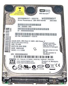 Hard Drive Festplatte 2,5" SATA WD Scorpio 320GB WD3200BEVT-22ZCTO-0