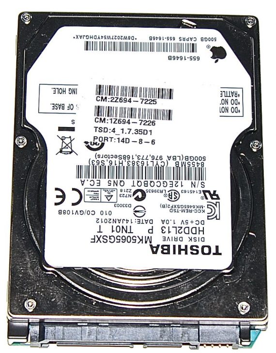 Hard Drive Festplatte 2,5" SATA Tochiba 500GB MK5065GSXF-0