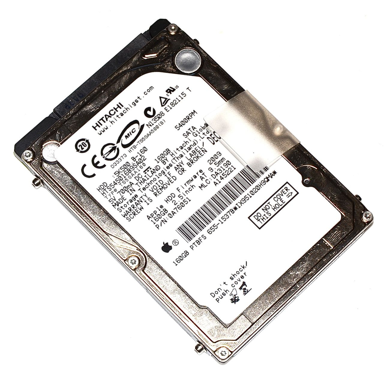 Original Apple Festplatte 2,5" HITACHI 160GB HTS545016B9SA02 MacBook Unibody 13" Late 2008 / Mid 2008  A1278-0 Original Apple Festplatte 2,5" HITACHI 160GB HTS545016B9SA02 MacBook Unibody 13" Late 2008 / Mid 2008 A1278-0