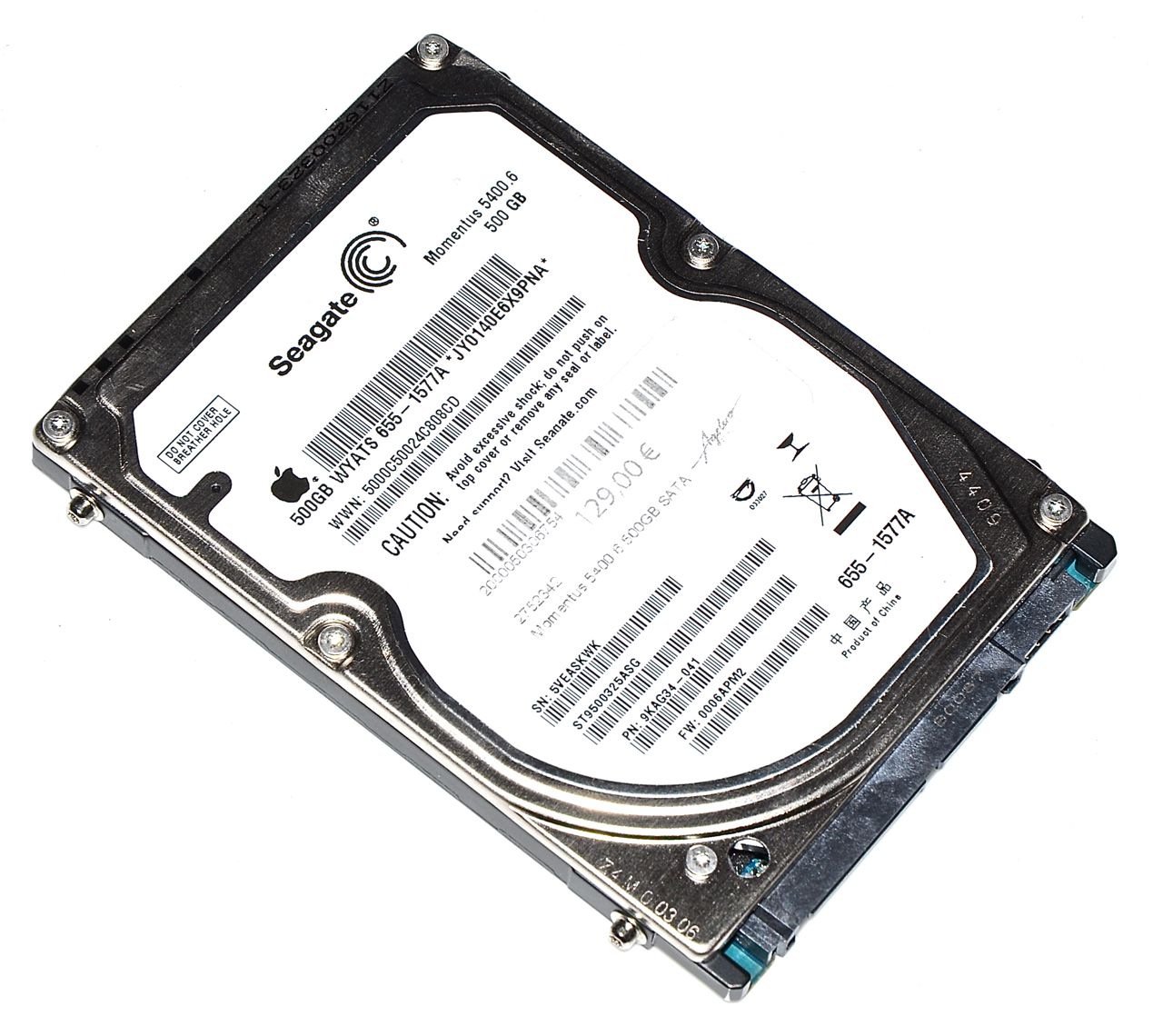 Original Apple Festplatte 2,5" SATA Seagate 500GB JY0140E6X9PNA MacBook Pro 15" A1286 Late 2008 / Early 2009-0 Original Apple Festplatte 2,5" SATA Seagate 500GB JY0140E6X9PNA MacBook Pro 15" A1286 Late 2008 / Early 2009-0