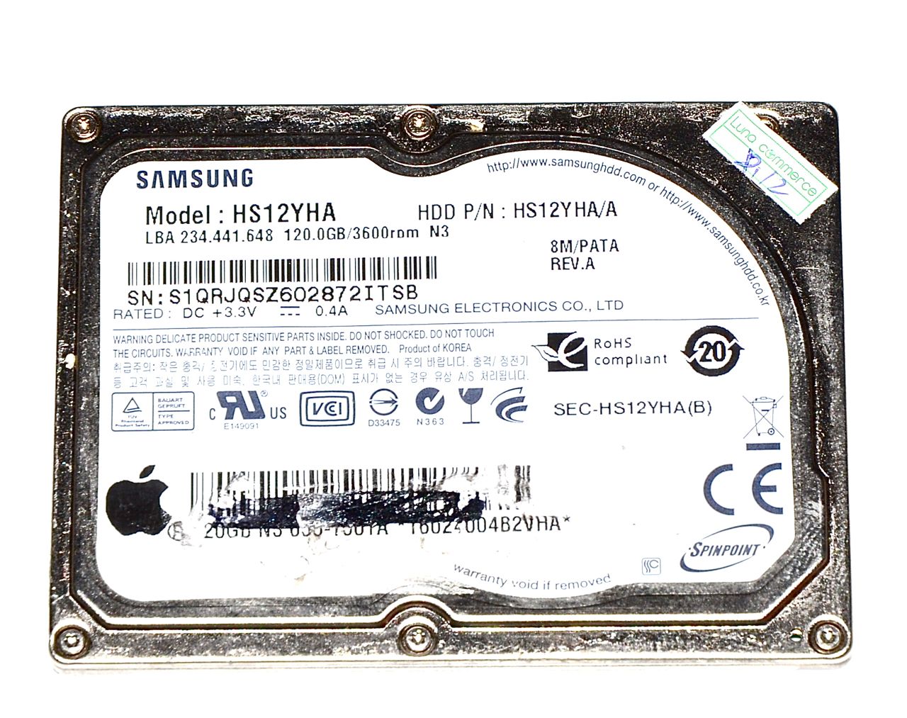 Original Apple Festplatte 1.8" HDD Samsung 120GB HS12YHA MacBook Air 13" Model A1237 -0 Original Apple Festplatte 1.8" HDD Samsung 120GB HS12YHA MacBook Air 13" Model A1237 -0