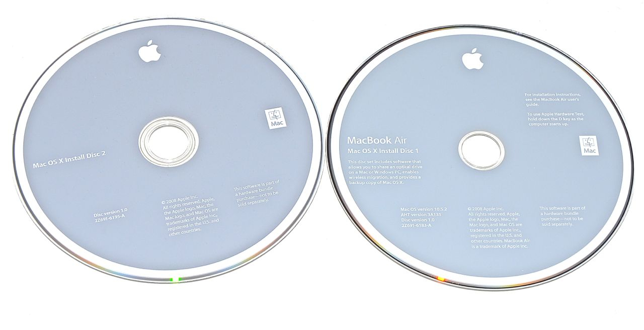 2 DVD MAC OS X 10.5.2 MacBook Pro 17" Model A1229-0