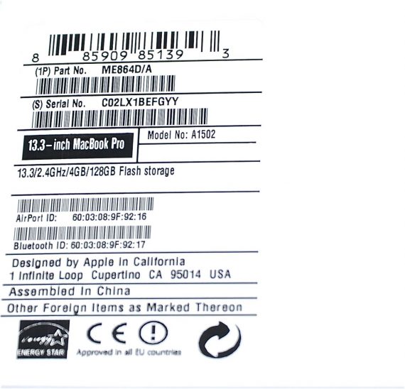 Original Apple Verpackung OVP MacBook Pro 13" Retina A1502 Late 2013-5547