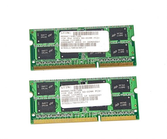 Original Arbeitsspeicher SO-DIMM PC3-10600 DDR3 1333Mhz 8GB (4GB X 4GB) MacBook Pro Unibody 15" Early 2011 / Late 2011 A1286-0