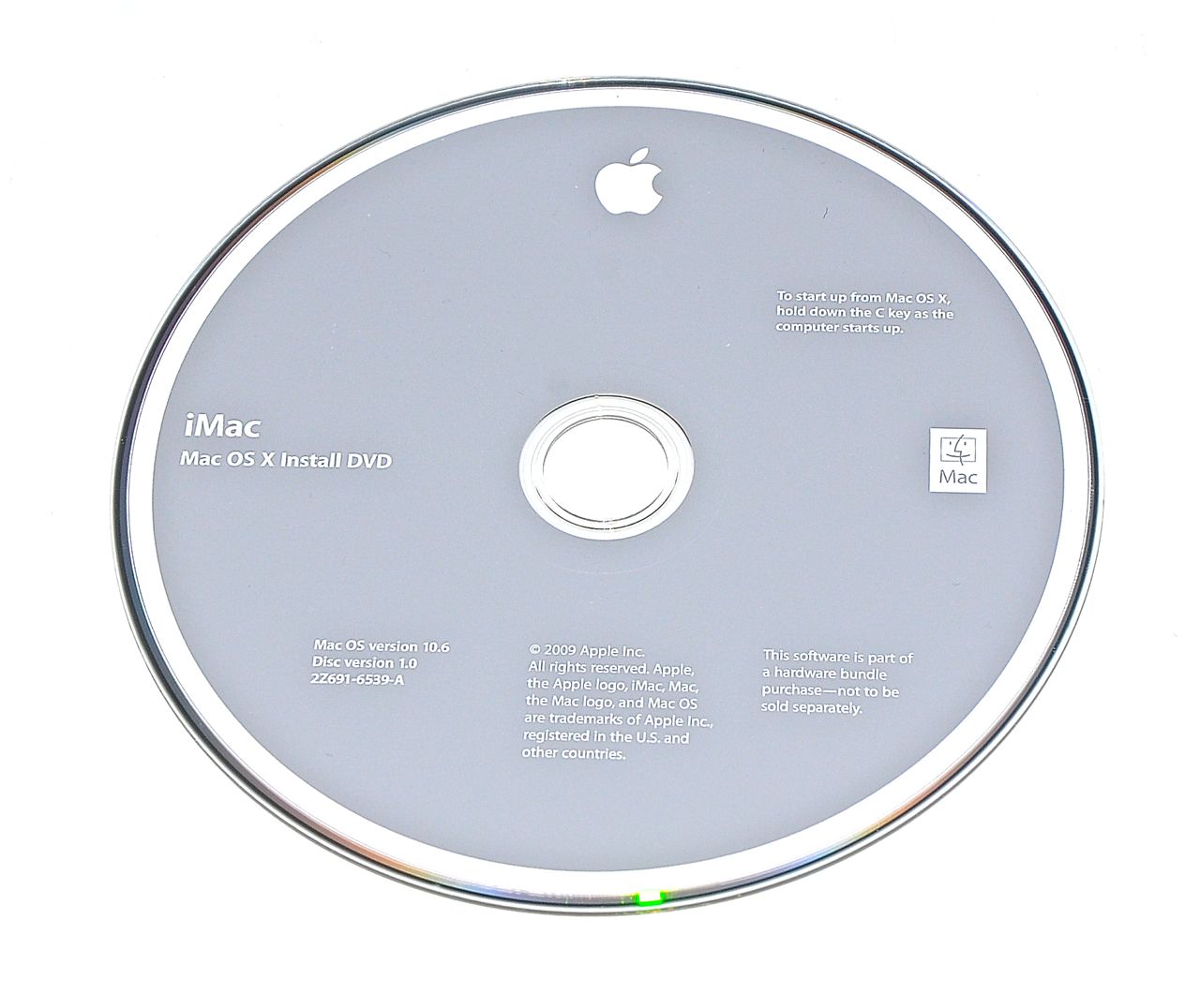 Original Apple Restore DVD MAC OS X iMac 2009 version 10.6 2Z961-6539-A -0 Original Apple Restore DVD MAC OS X iMac 2009 version 10.6 2Z961-6539-A -0