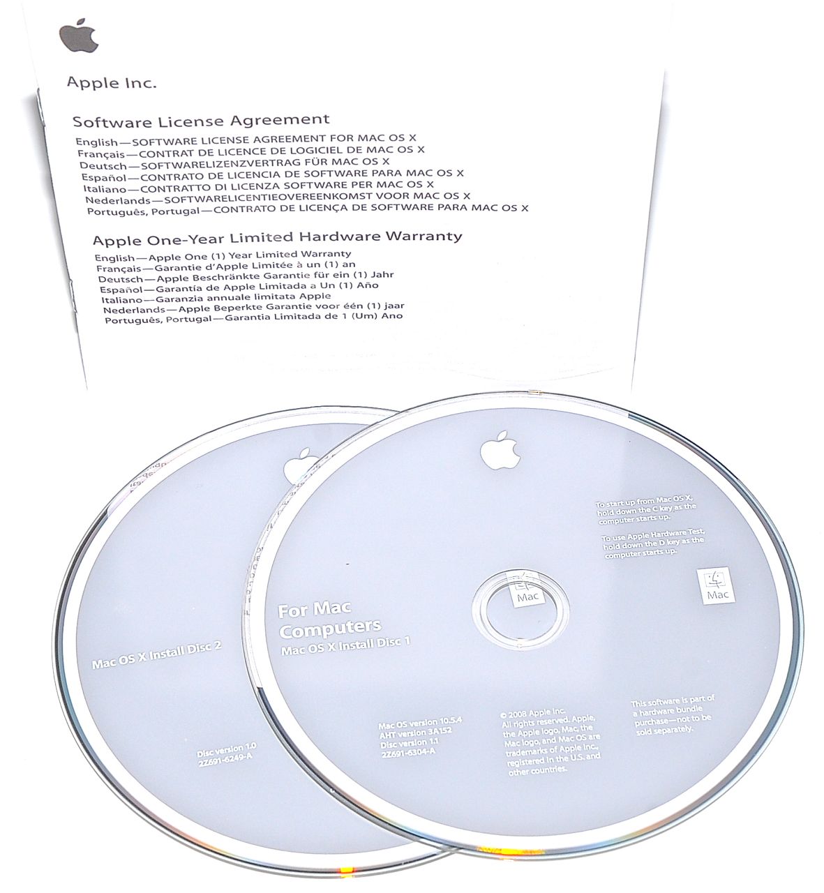 Original Apple Restore DVD MAC OS X 2008 version 10.5.4 2Z961-6304-A -0 Original Apple Restore DVD MAC OS X 2008 version 10.5.4 2Z961-6304-A -0